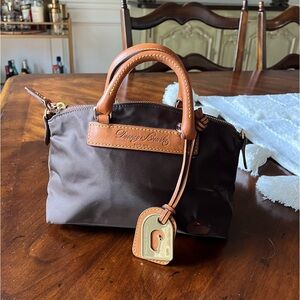 Dooney & Brooke Brown Mini Tote with Leather Trim. Chocolate Brown